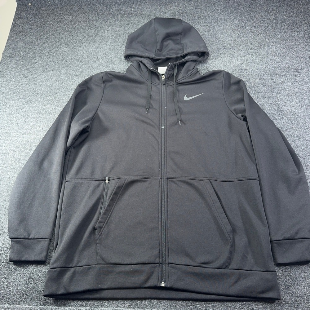 Nike Therma-FIT Mens Full Zip Hoodie Black Fleece Jacket XL
